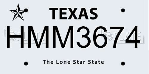 HMM3674 Texas License Plate