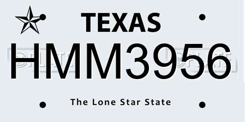 HMM3956 Texas License Plate