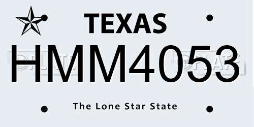HMM4053 Texas License Plate