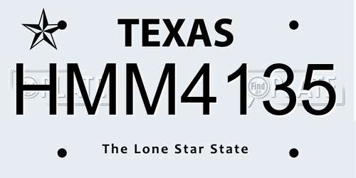 HMM4135 Texas License Plate