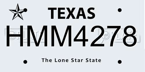 HMM4278 Texas License Plate