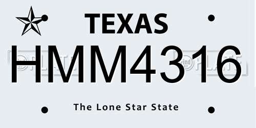 HMM4316 Texas License Plate