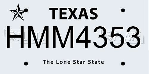 HMM4353 Texas License Plate