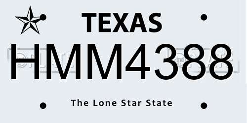 HMM4388 Texas License Plate