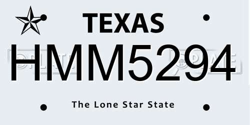 HMM5294 Texas License Plate