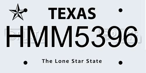 HMM5396 Texas License Plate