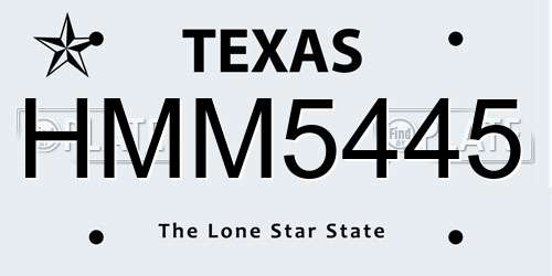 HMM5445 Texas License Plate