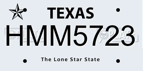 HMM5723 Texas License Plate