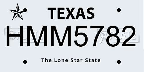 HMM5782 Texas License Plate