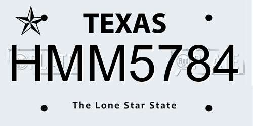 HMM5784 Texas License Plate