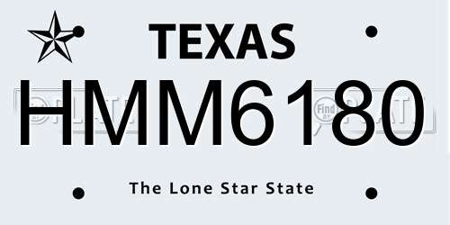 HMM6180 Texas License Plate