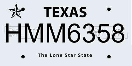 HMM6358 Texas License Plate