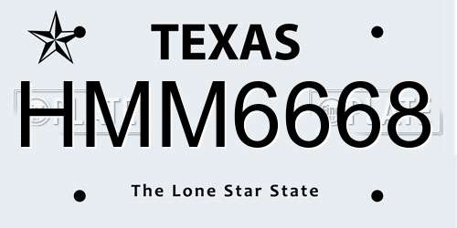 HMM6668 Texas License Plate