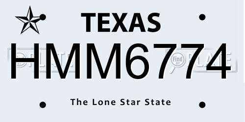 HMM6774 Texas License Plate