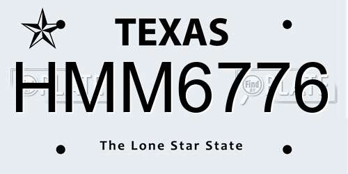 HMM6776 Texas License Plate