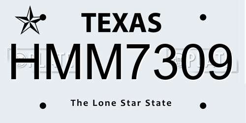HMM7309 Texas License Plate