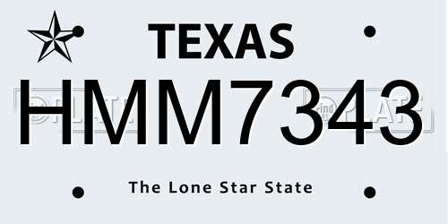 HMM7343 Texas License Plate