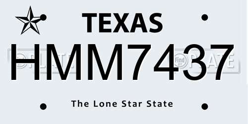 HMM7437 Texas License Plate