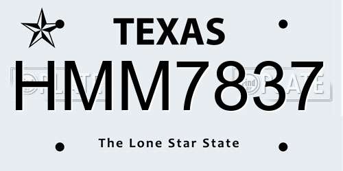 HMM7837 Texas License Plate