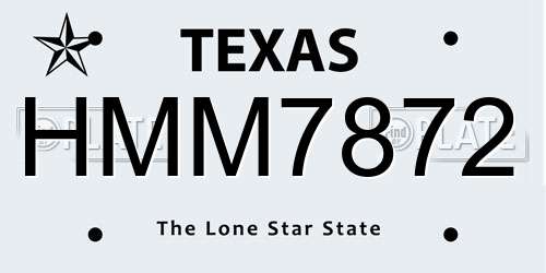 HMM7872 Texas License Plate