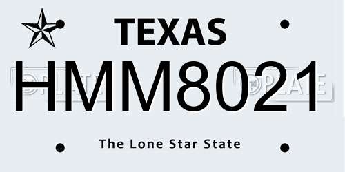 HMM8021 Texas License Plate