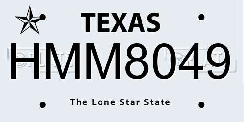 HMM8049 Texas License Plate