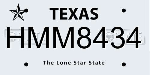 HMM8434 Texas License Plate