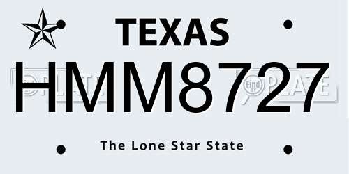 HMM8727 Texas License Plate