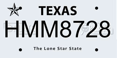 HMM8728 Texas License Plate