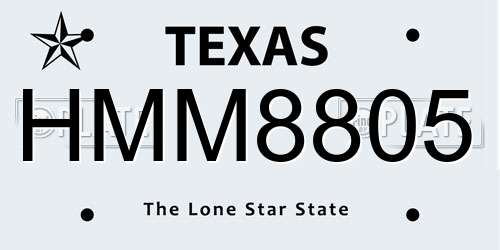 HMM8805 Texas License Plate
