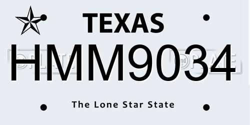 HMM9034 Texas License Plate