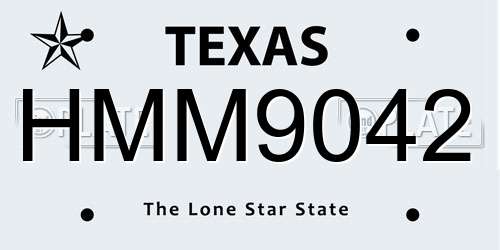 HMM9042 Texas License Plate