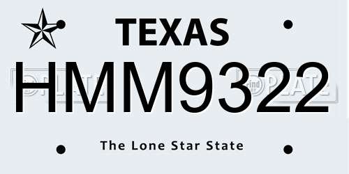HMM9322 Texas License Plate