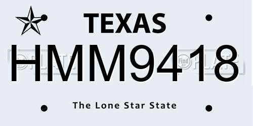 HMM9418 Texas License Plate