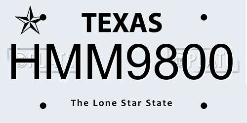 HMM9800 Texas License Plate