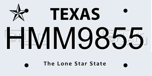 HMM9855 Texas License Plate