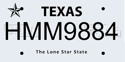 HMM9884 Texas License Plate