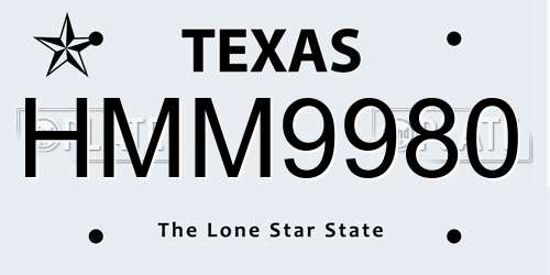 HMM9980 Texas License Plate