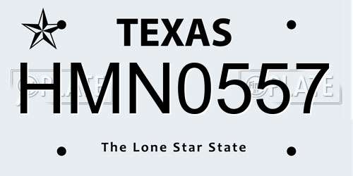 HMN0557 Texas License Plate