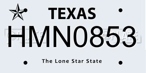 HMN0853 Texas License Plate