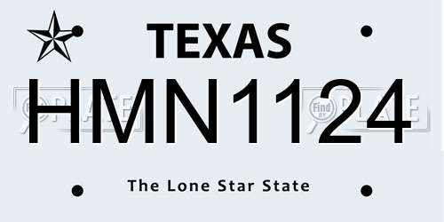 HMN1124 Texas License Plate