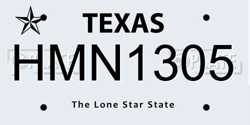 HMN1305 Texas License Plate