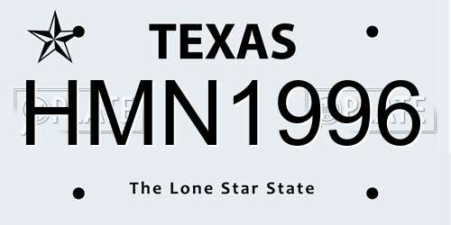 HMN1996 Texas License Plate