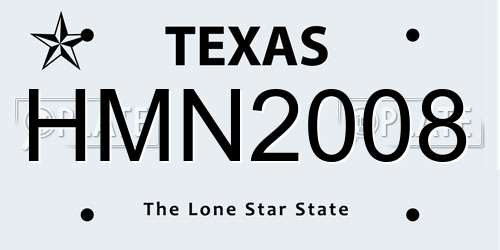 HMN2008 Texas License Plate