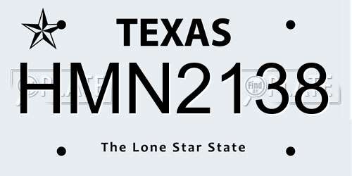 HMN2138 Texas License Plate