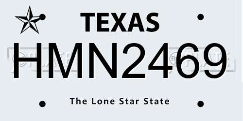 HMN2469 Texas License Plate