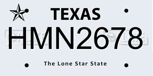HMN2678 Texas License Plate