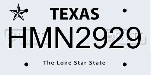 HMN2929 Texas License Plate