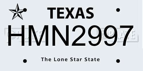 HMN2997 Texas License Plate