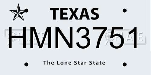 HMN3751 Texas License Plate